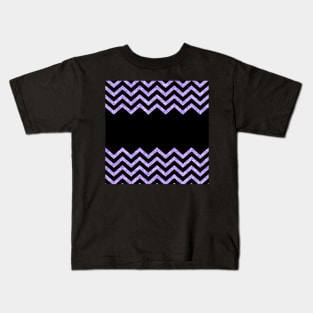 Black and Purple Glitter Chevron Design Kids T-Shirt